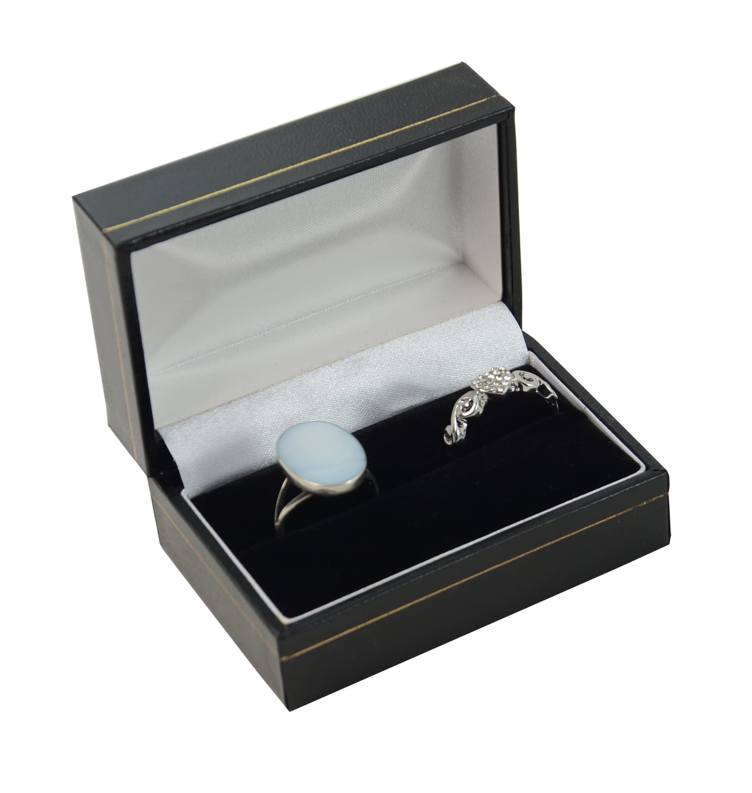 Cg Black Leatherette Double Ring Box - (996 245)