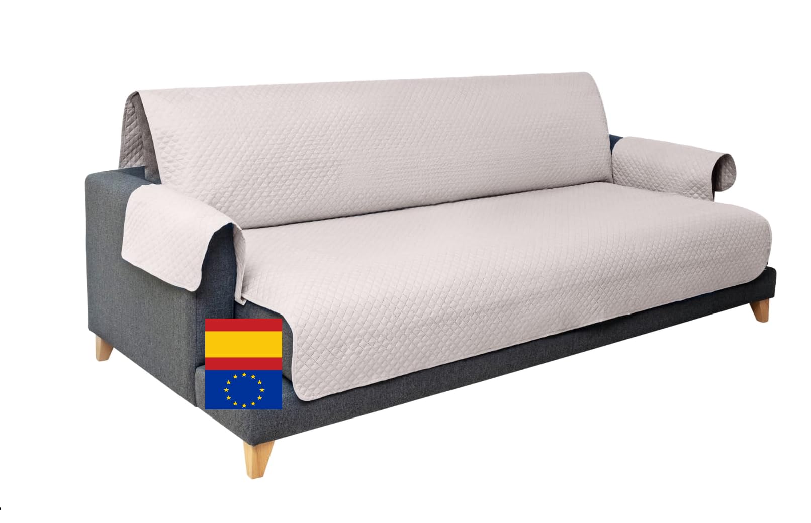 3 Seater Sofa Cover – Reversible Washable Quilted Sofa Cover – Resistant Sofa Protector Against Stains and Scratches – Ideal for Pets and Children – Made in Spain