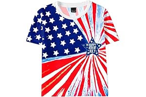 Genuine Remimi Boys July 4th Shirt Kids Stars and Stripes Patriotic Tops for 5-14 Years
