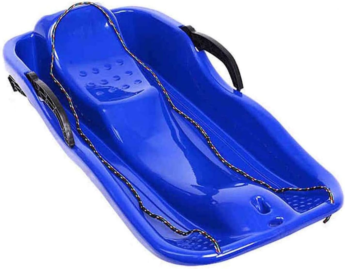 Portable Snow Sled Sand Grass Skiing with Pull Rope, Slippery Racer Downhill Toboggan Rolling Snow Slider, for Kids Boat Sledge Sprinter,Blue