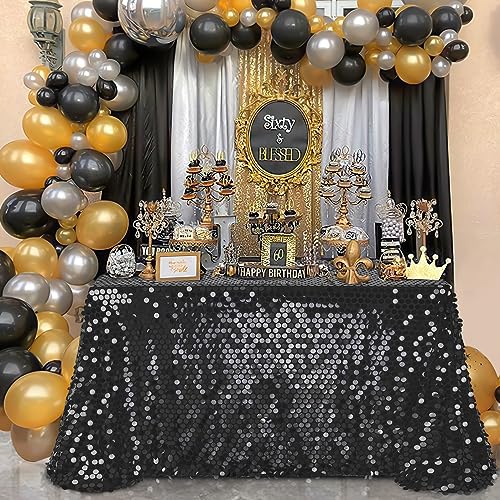 B-COOL Black Sequin Tablecloth Big Payette Christmas Party Sequin Table Overlays 50x102 Inches Glitter Rectangle Table Cloth for Banquet Little Mermaid Birthday Birthday Graduation Decorations by B-COOL - Image 8