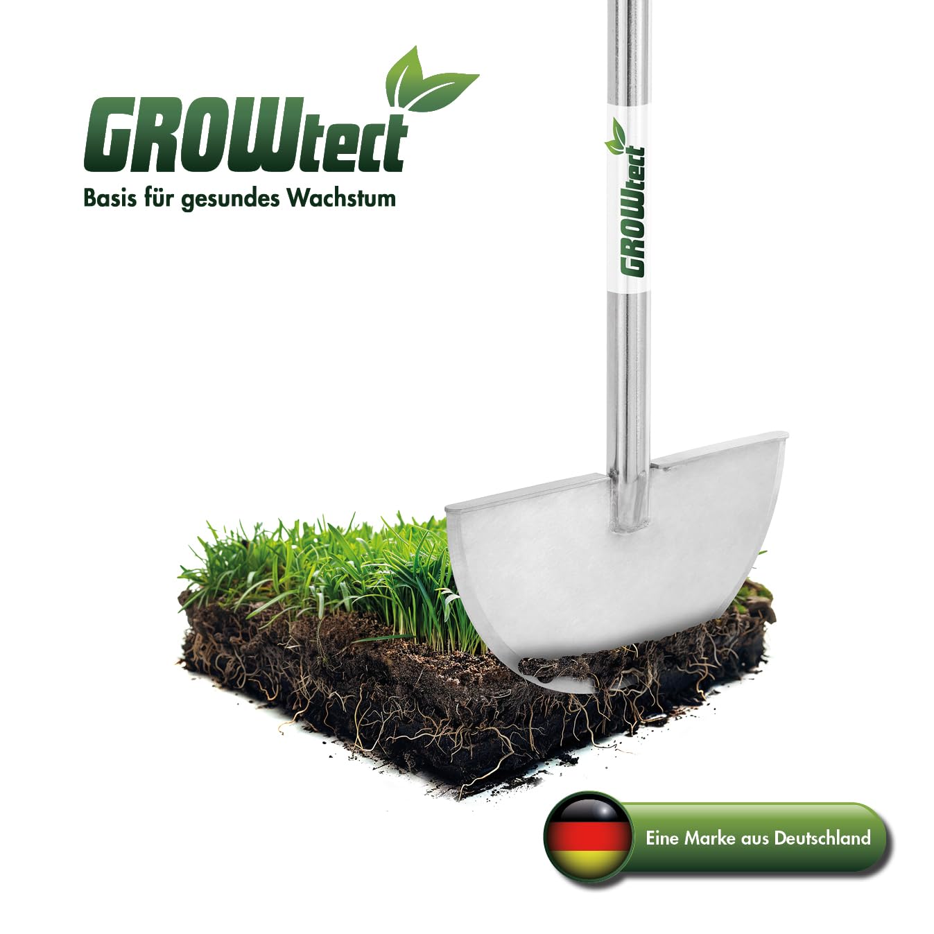 PRO Rasenkantenstecher – Profi Kantenstecher mit geschärftem Blatt für Garten- und Landschaftsbau, Sportplatzpflege und Greenkeeper – Scharfe Klinge | Edelstahlstiel (T-Griff) aus einem Stück