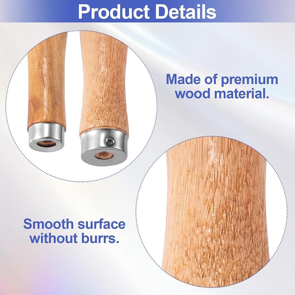 12Pcs Wood File Handles, 6Pcs Large Wood Handle For 10"-12" File And 6pcs Large Wood Handle 10 12 File 6pcs Medium Wood Handle 6 8 File Screwdriver Hand Drill File Handle Metal Collars Round Hol