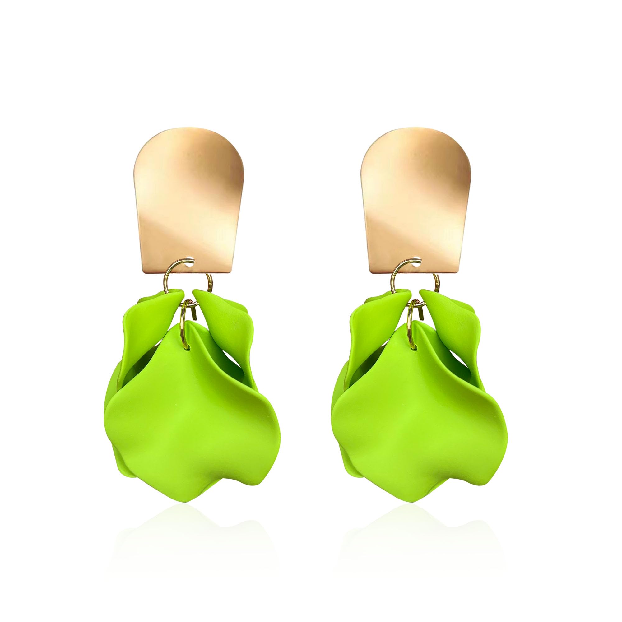 GUOXIAOMEI Chic Elegant Boho Red Rose Petal Dangle Resin Acrylic Tiered Matte Flower Earrings Statement Exaggerated Floral Tassel Earrings for Women