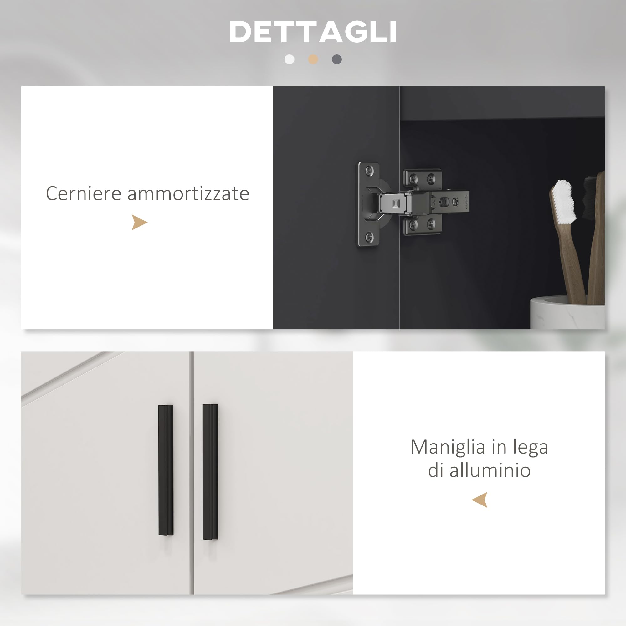 kleankin Mobiletto Bagno Sottolavabo con Armadietto 2 Ante, Mobile Sottolavadino a Piedistallo in Legno con Mensola Regolabile, per Lavabi con o Senza Colonna, 60x30x60cm, Grigio