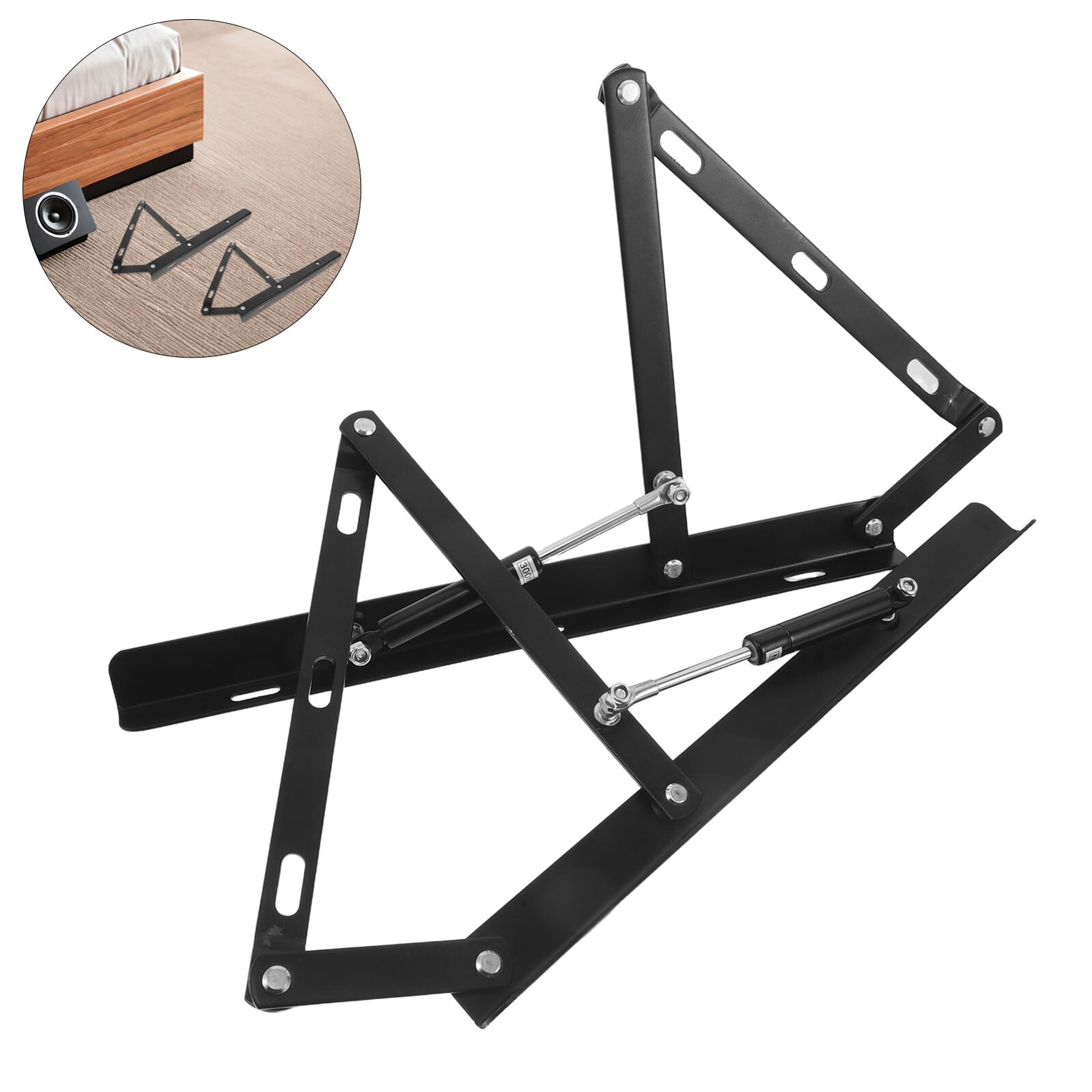 BESPORTBLE Tiges de Support Hydraulique 2 Pièces 400 Mm pour Lit Double, Vérins à Gaz Silencieux et Puissants, Kit de Levage pour Sommier Coffre, Mécanisme de Levage Lit Rangement Maison