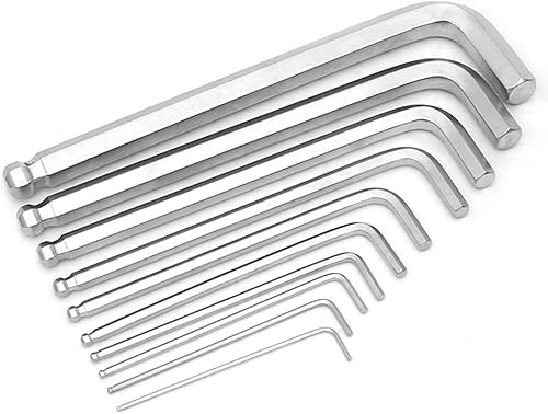 Utoolmart Juego de llaves hexagonales métricas de extremo de bola en forma de L de 0.059 in-0.394 in 9 en 1