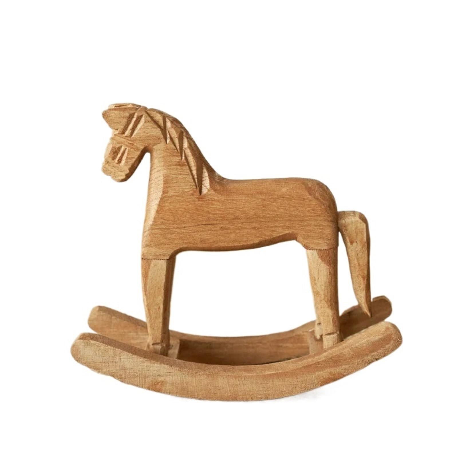 Miunihuooo Nordic-style Rocking Horse and Wooden Horse Tabletop Decoration for Home Decoration