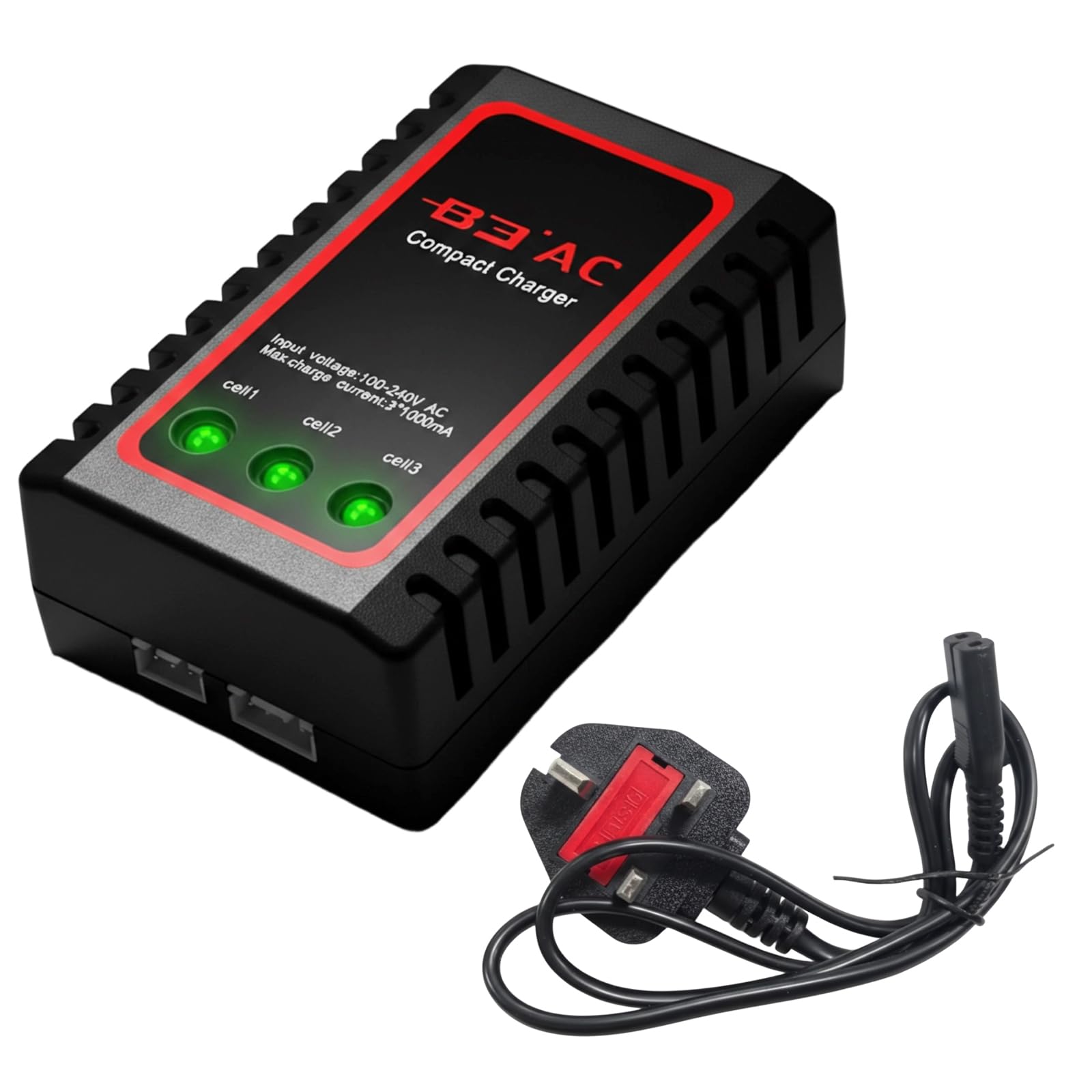 Airsoft Battery Charger, B3 Lipo Battery Charger for 2-3S Lipo Batteries Pack 7.4V-11.1V, RC Balance Fast Replenisher 100-240V for RC Quadcopter Drone Car Gun Boat Etc (Black)