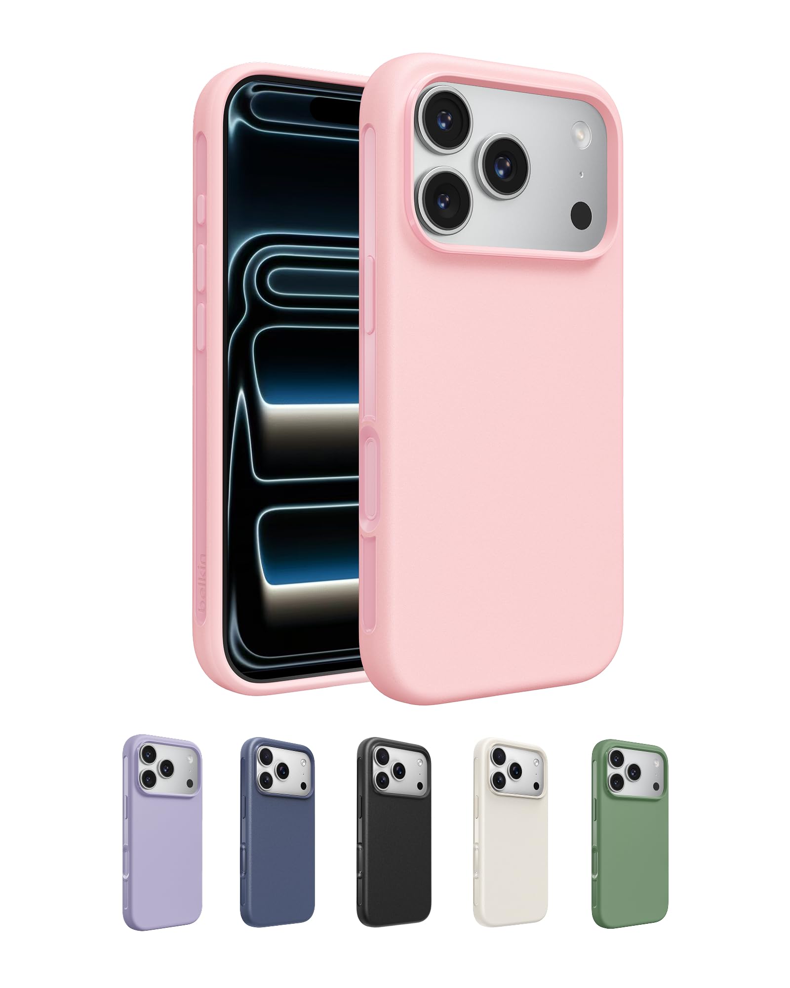 Belkin SheerForce Protect Cover per iPhone 17 Pro Compatibile con MagSafe, Design Sottile e Rivestimento Antigraffio, Custodia Protettiva per iPhone, Magnetica e Anti-urto - Rosa