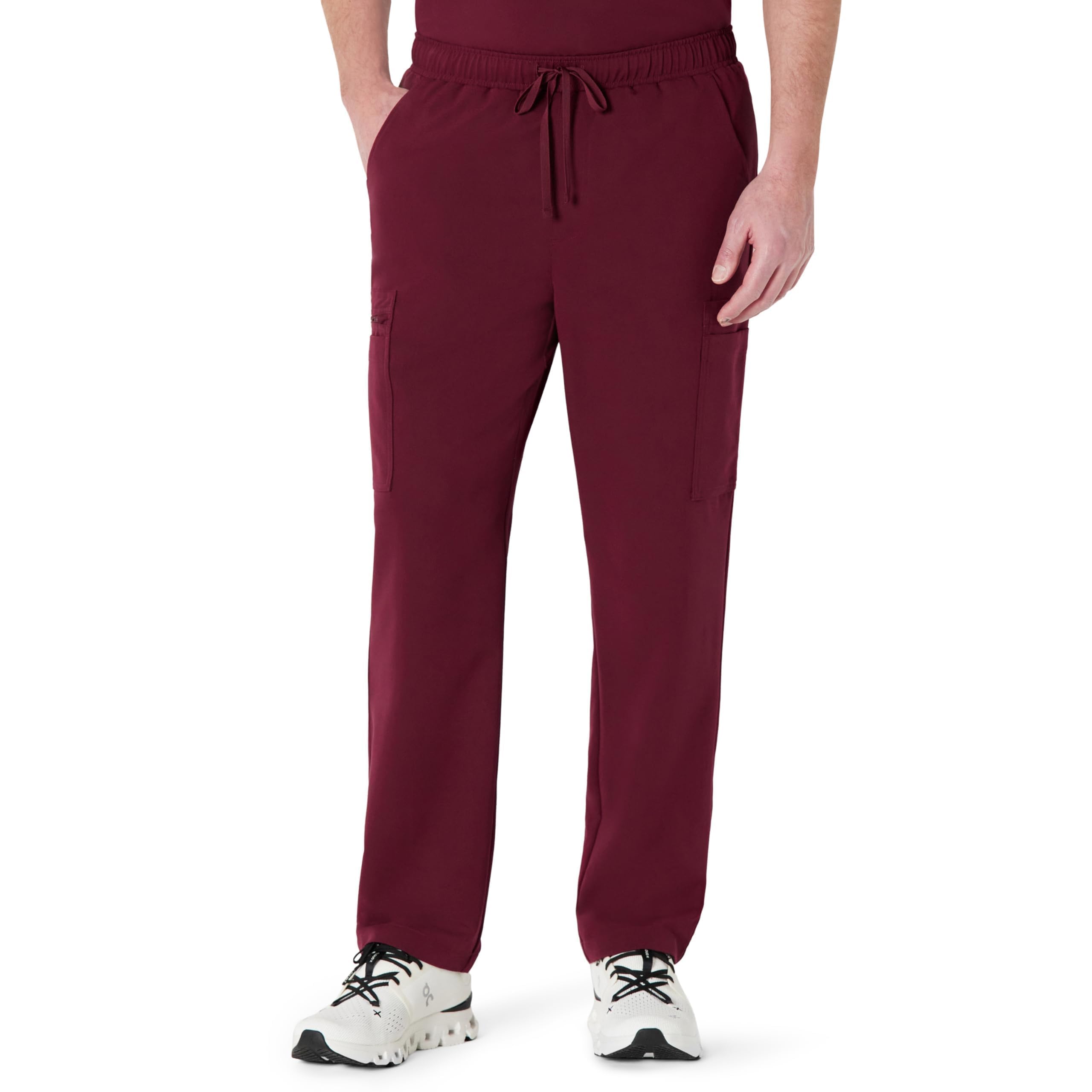 Amazon Basics Men's Scrubs Tapered-Leg Trousers Elastic Waistband, Burgundy, 3XL