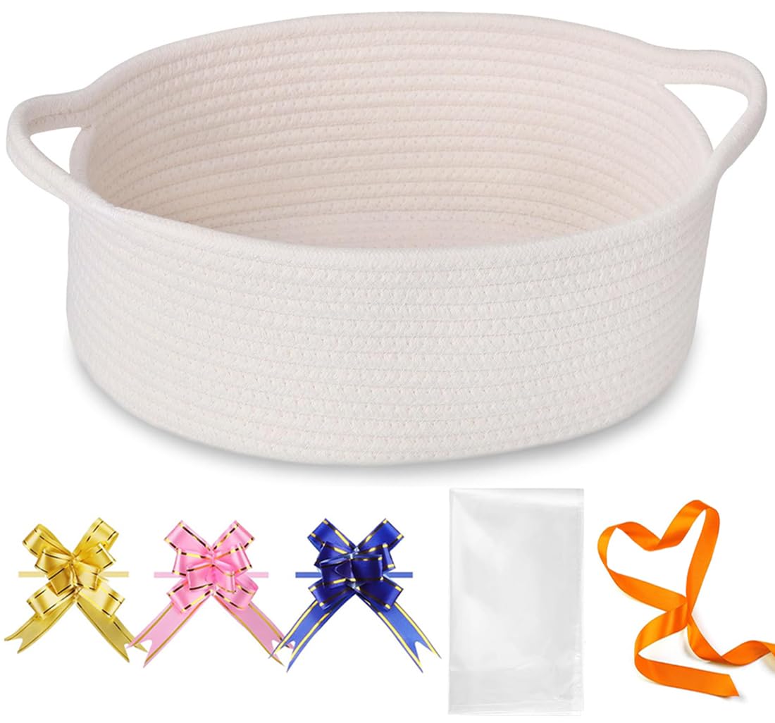 Enyoir Gift Basket, Hamper Woven Basket with Gift Bag and Ribbons, Baby Nappy Caddy