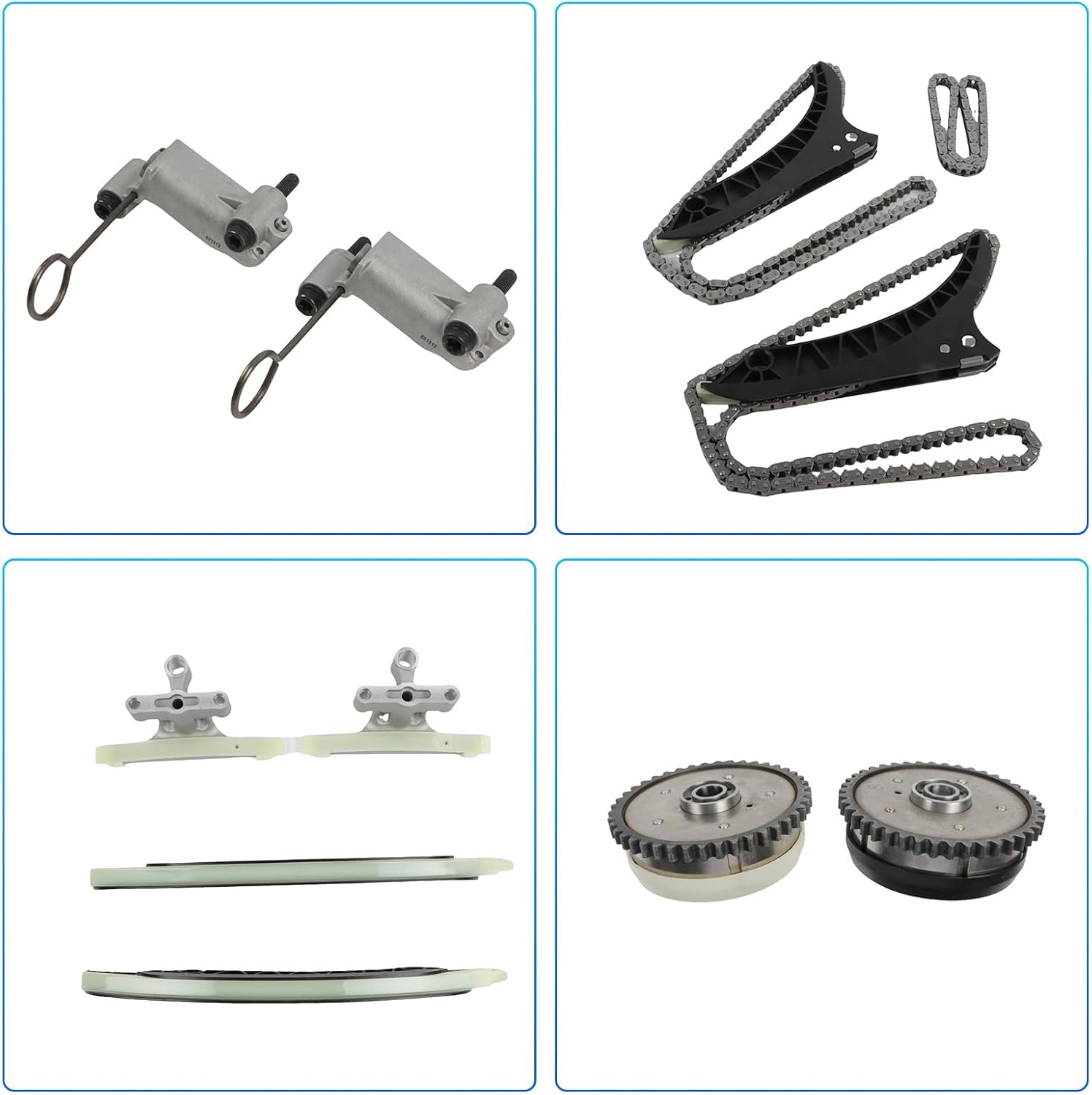 N63 Engine Timing Chain Kit w/VVT Sprockets 4Pcs Fits for BMW 550i 750i X5 X6 F10 E70 E71 4.4L V8 DOHC Turbo N63B44A Engine OE 11217571037 11317557741 11317567500