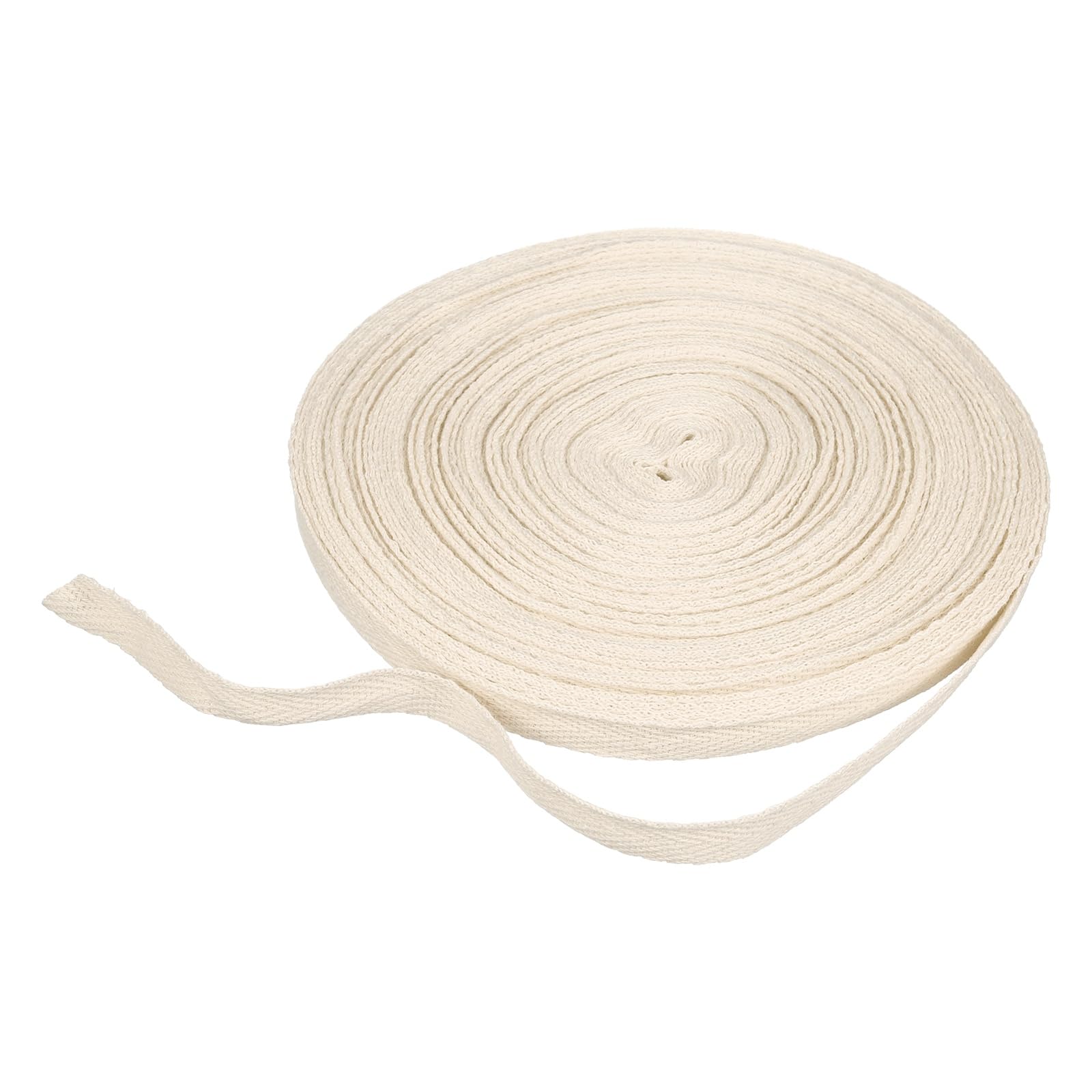 sourcing map Cotton Twill Tape Ribbon 10mm x 21 Meters Herringbone Webbing Tape Roll Bias Binding Tape for DIY Crafts Sewing Gift Wrapping, Beige