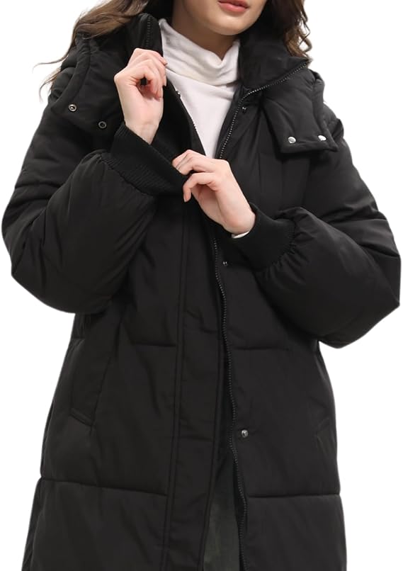 PUFFIT Long Puffer Jacket for Women,2024 Thickened Winter Coat Hooded with Deep Pockets, Ladies Warm Winter Jacket