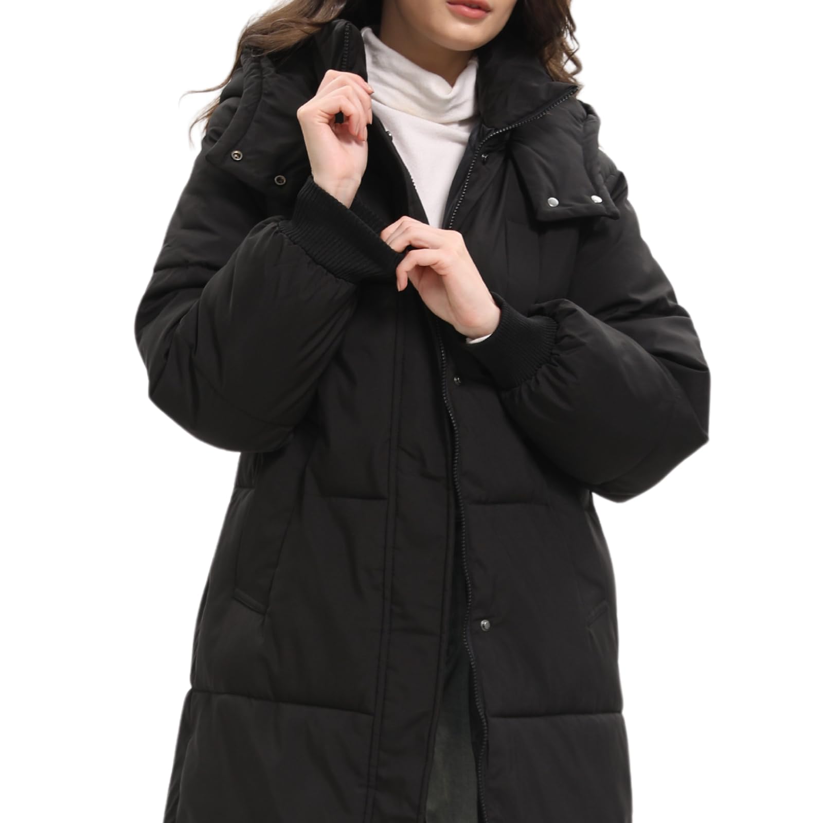PUFFIT Long Puffer Jacket for Women,2024 Thickened Winter Coat Hooded with Deep Pockets, Ladies Warm Winter Jacket