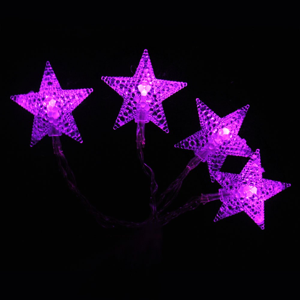 LightsGo USB Powered 20 LED 2M Star shape Indoor LED Fairy Lights for PC, MAC, Phone charger (Pink)