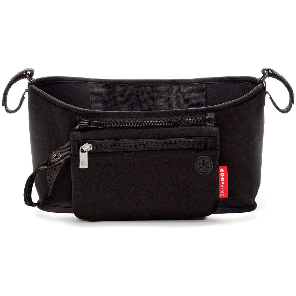 Skip Hop Universal Stroller Organizer – Grab & Go, Black | Adjustable Baby Stroller Caddy with Cup Holders & Zip-Off Wristlet | Lightweight Organizer for Diapers, Bottles & Essentials