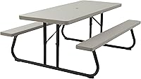 Lifetime 6-Foot Folding Picnic Table - Seats 8, UV-Protected HDPE Top, Rust-Resistant Steel Frame, Stain-Resistant, Folds Flat for Storage