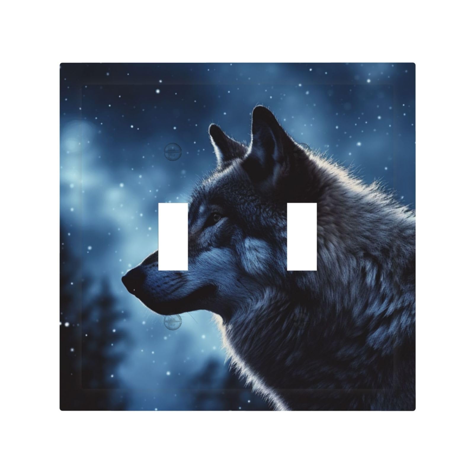 2-Gang Decorator Wall Plate lonely wolf Light Switch Cover Double Toggle Receptacle Wall Plate Mid Size 4.9" x 5" Wallplate Unbreakable Polycarbonate Outlet Faceplates Covers