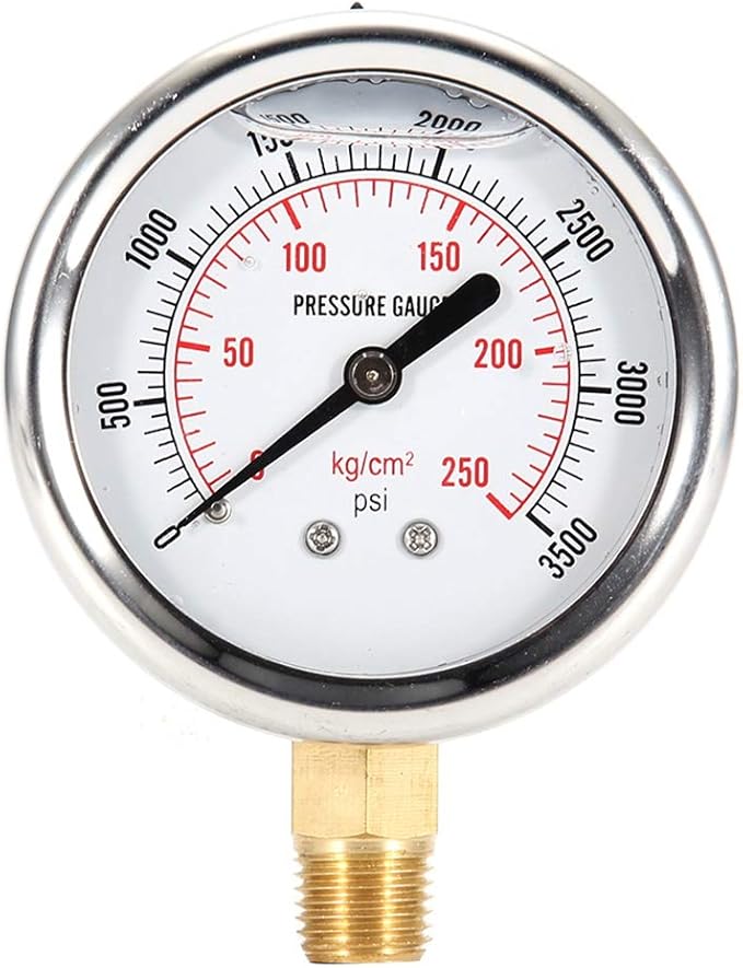 Fuel Pressure Gauge, Stainless Steel Hydraulic Liquid