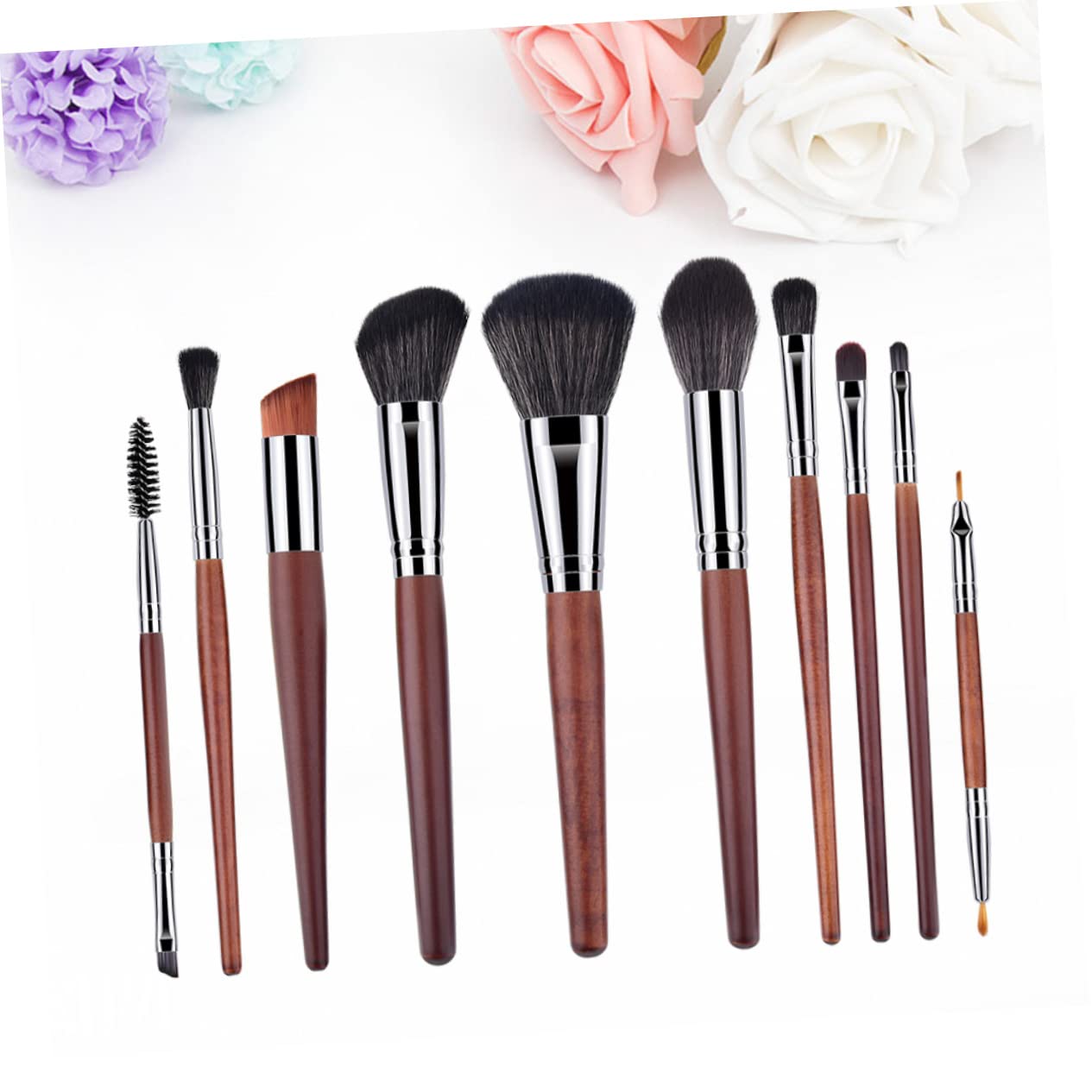 FRCOLOR Set Di 2 Pennelli Per Il Trucco Di Pennello Per Fard Con Manico in Legno E Setole in Nylon Per Donna 10 Pezzi*2