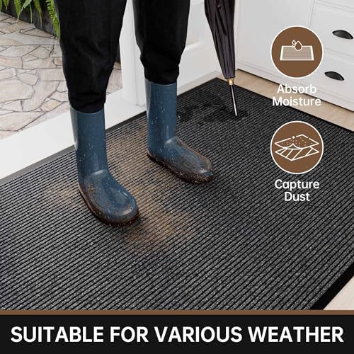 Front Door Mat, 72" x 48" Heavy Duty Indoor Outdoor Doormat, Non-Slip Welcome Mats for Entryway, Rubber Backing Low Profile Commercial Door Mats