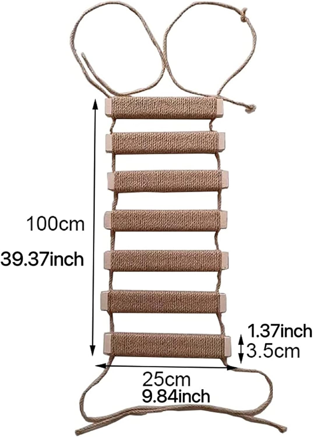 QQXX Cat Climbing Frame Bridge, Wood Hemp Rope Climbing Rope Ladder,Outdoor Tree Wall Climbing Bridge for Floating Cat Climber Pets Furniture(40", Sisal Ladder)