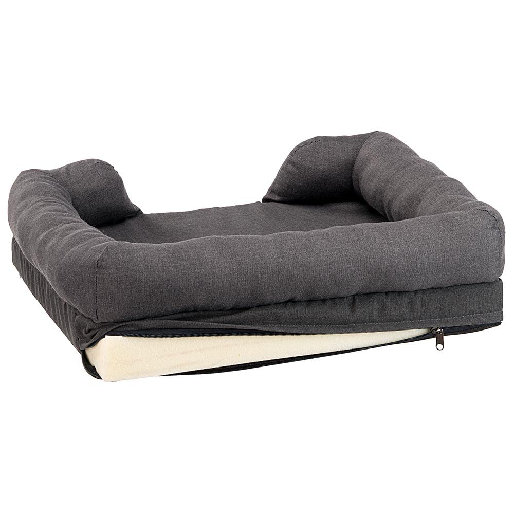 Ferplast Cuccia Cane e Gatto in Memory Foam, Cuscino Ergonomico e Ortopedico MEMOR-ONE, Sfoderabile e Lavabile in Lavatrice a 30°, 64 x 52 x h 16,5 cm, Grigio