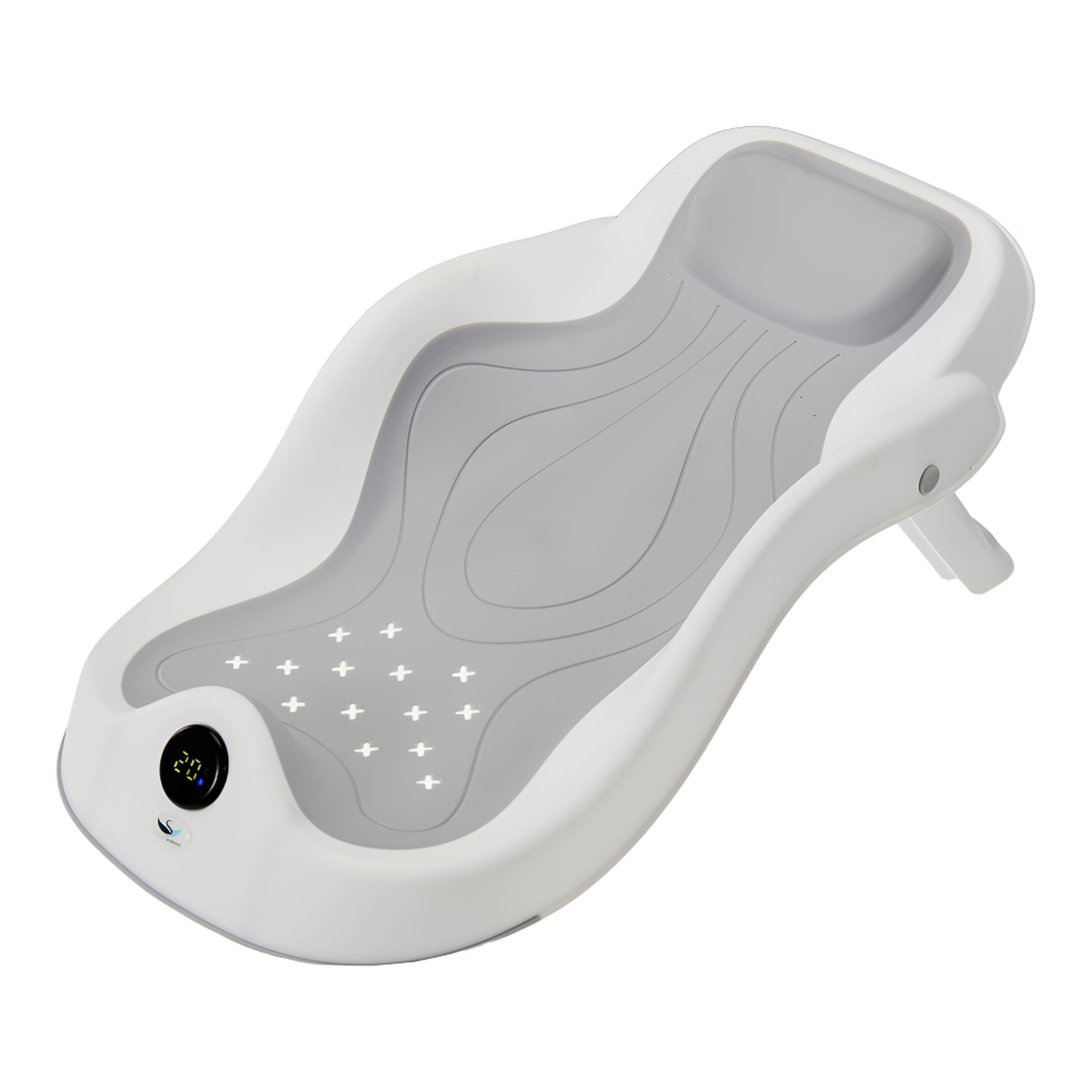 Smart Baby Bath seat – with Temperature Gauge, Safety Frame, wall-mountable, Bath mat for Newborns. Ergonomic Bath seat for Baby Baths (Grey)