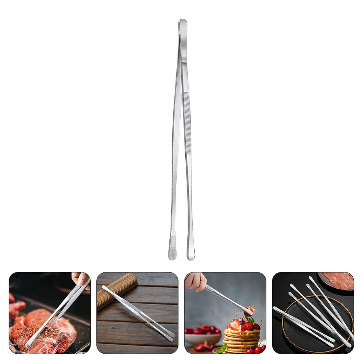 WEKADRIN Ergonomic Food Tongs Multi-function Bbq Cooking Tongs Heat-insulating Handle for Grilling Design for Steak Eggs Bread and More