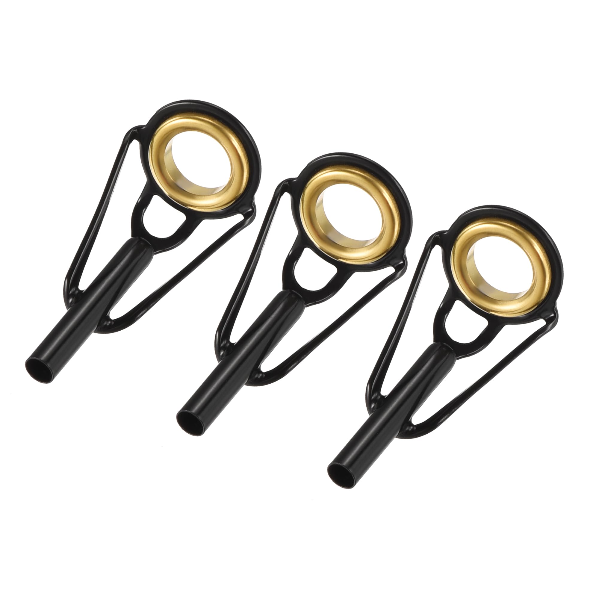M METERXITY 3 Pack Fishing Rod Tips Repair Kit - Stainless Steel Ring Guide Replacement, Corrosion-Resistant, Apply to Fishing Rod (2.4mm Tube Dia, Black)
