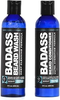 Badass Beard Care Beard Wash & Conditioner KIT For Men - Made of Natural Ingrediens for Healthy, Soften and Itchness Free Beard and Mustache