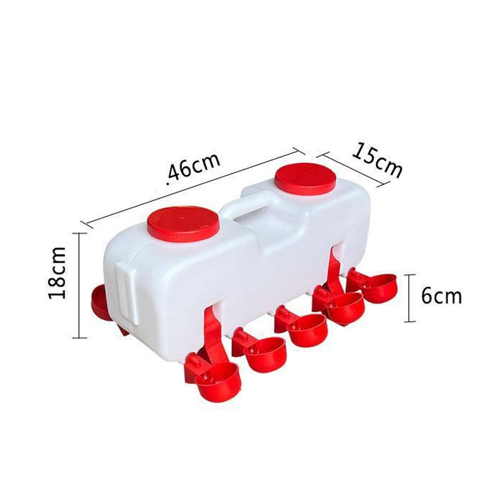 Abbeveratoio per polli di grande capacità da 10 litri, mangiatoia per pollame con 10 tazze d'acqua, distributore automatico di acqua con riempimento dall'alto per oca anatra, (Semiautomatico)