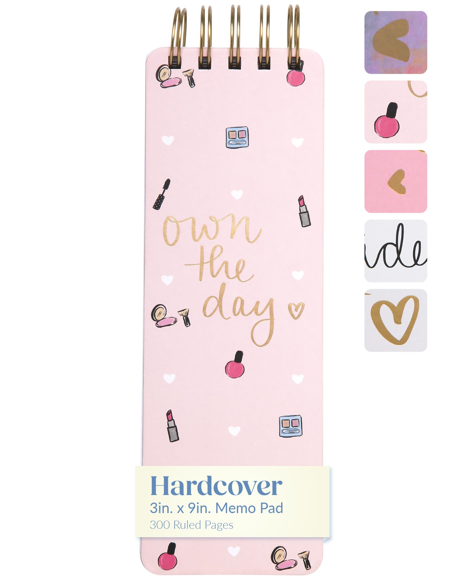 Eccolo Dayna Lee “Own The Day” Spiral Memo Pad, Hardcover, 300 Pages, 3x9-inch, Pink