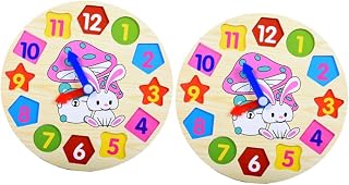 Toyvian 2 Peças Brinquedos Para Coelhos Brinquedos Para Crianças Blocos De Construção Para Crianças Brinquedos De Coelho Coelhos Brinquedos Relógio Quebra-Cabeça Bloco Brinquedo Para