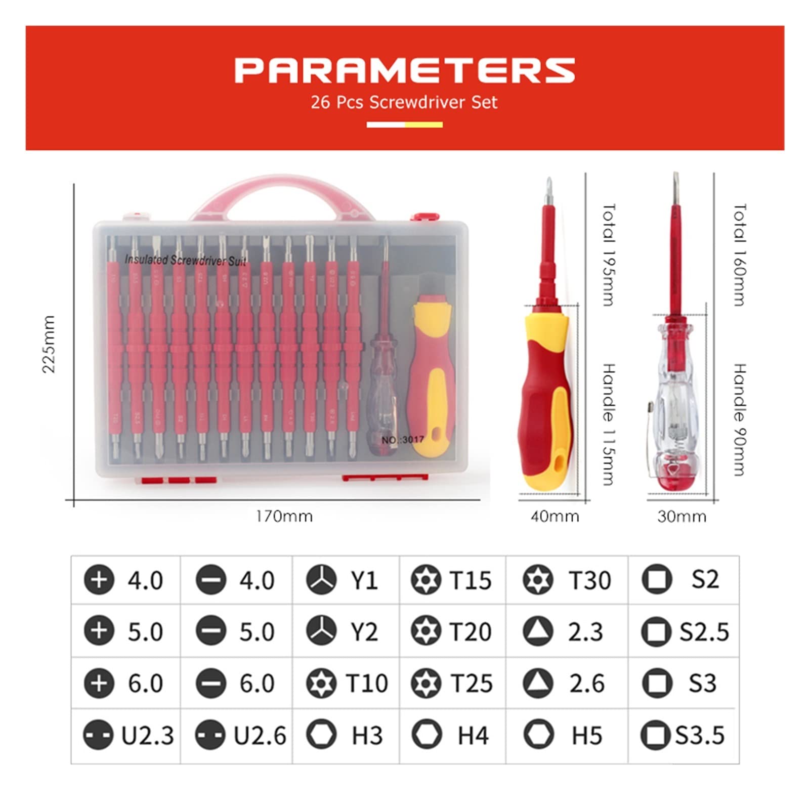 Set di cacciaviti isolati 26 in 1, Punte per cacciavite magnetiche, Dispositivo di Riparazione per cacciavite, Utensili manuali per elettricisti.
