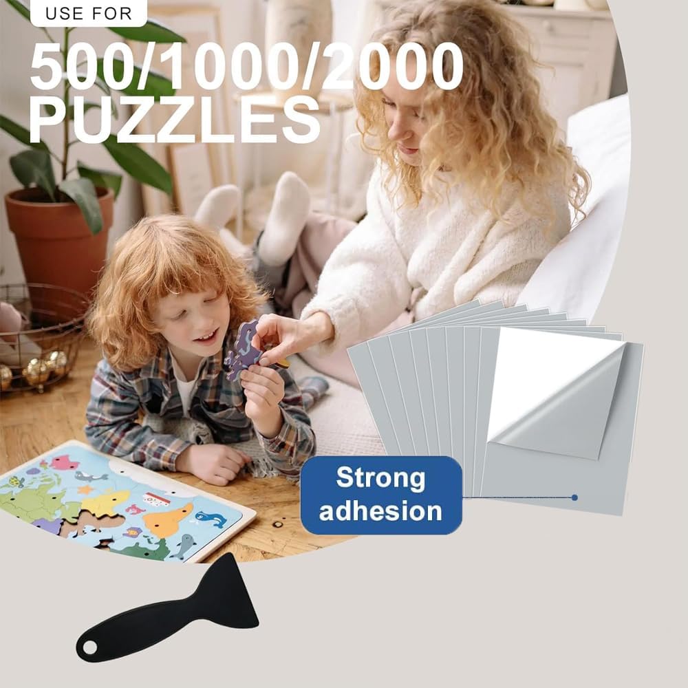 Ultra-adhesion puzzle adhesive film, puzzle saver film, self-adhesive, 16 super puzzle glue, transparent for preserving 2 x 1000 pieces puzzles and protecting puzzles in just a few minutes (16)
