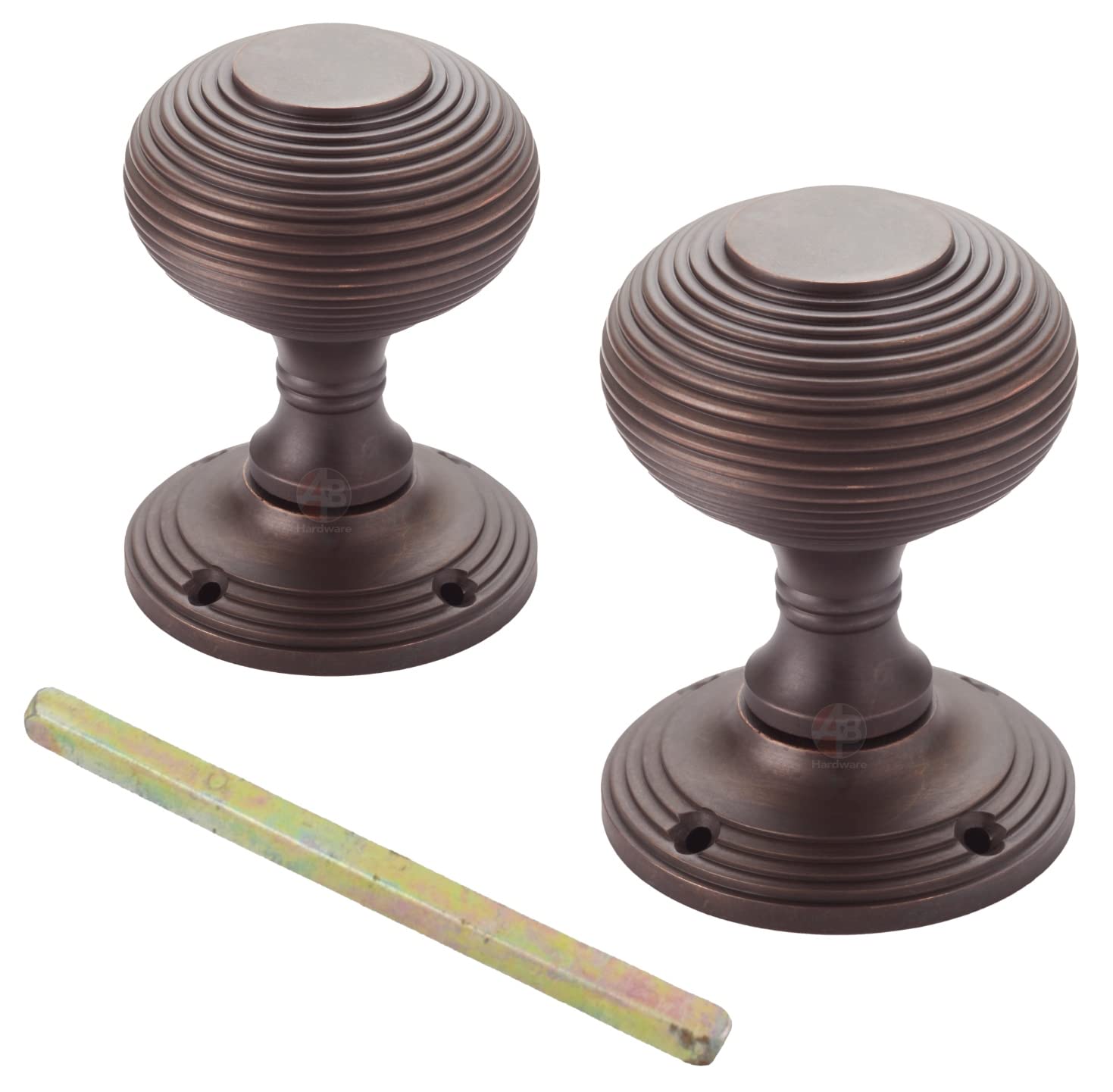 Ab Hardware Aged Bronze 55Mm Beehive Mortice Door Knobs Pair Set Period Internal New