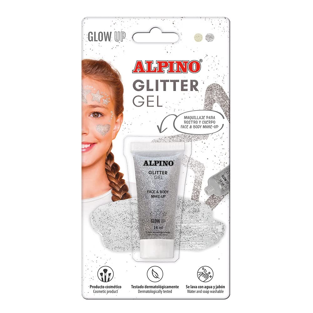Glitter Gel Alpino Fiesta color plata | Gel purpurina con base transparente| Purpurina líquida color plata