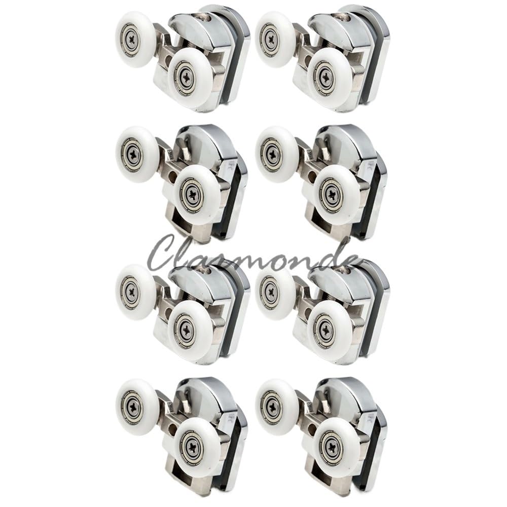 Shower Door Rollers 4pcs-8pcs Shower Door Rollers Runner 23mm/25mm Zinc Alloy Double-Wheels Replacement Sliding Roller Bearing Wheel(8pcs,23MM)