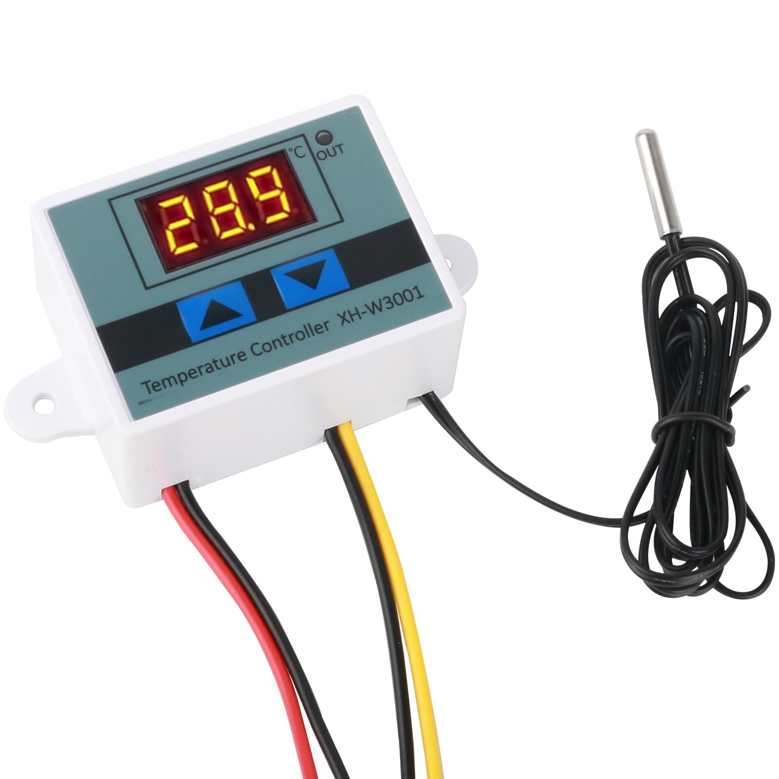 XH-W3001 12V Termostato Digital con NTC10K Sonda Impermeable 120W Interruptor Controlador Temperatura con Pantalla LED Calefacción y Refrigeración -50~110 °C Precisión Desde para Incubadora Acuarios