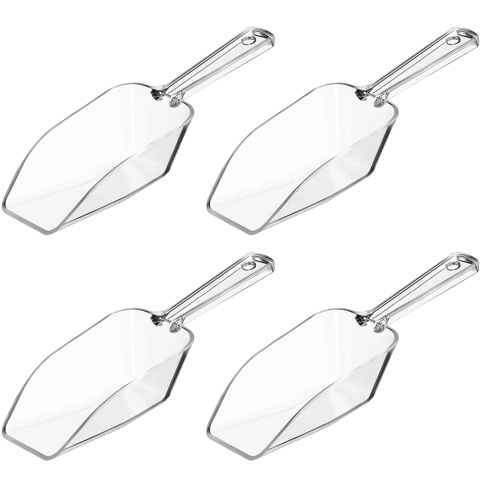 Hestya 4 Pack Multi-Purpose Plastic Clear Kitchen Scoops, Ice Scoop For Weddings, Candy Dessert Buffet, Protein Powders, Ice Cream, Coffee, Tea (6.5Pollici)-image