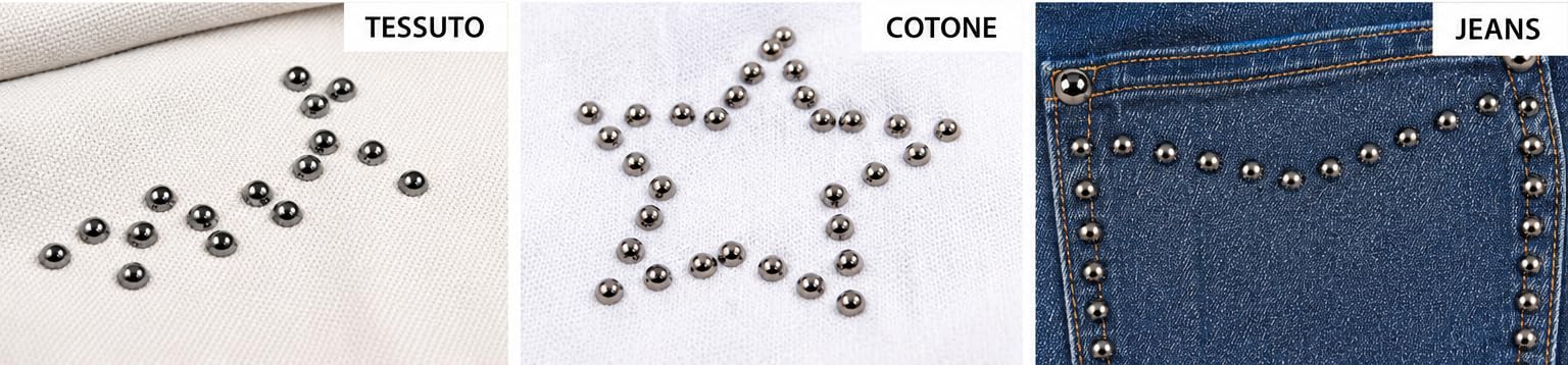 Borchie Hotfix Termoadesive Cupola 4mm, 100pz, Grigio/Brunito, Per Tessuti, Cuoio, Bijoux – Adesive a Caldo per Fai da Te, Moda e Decorazioni Giorgetti Strass