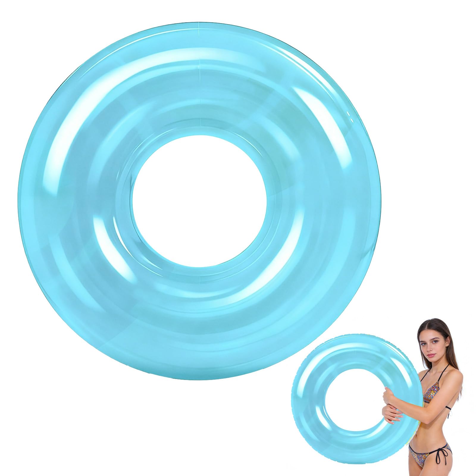 Blue Swimming Ring Inflatable Rubber Rings for Adults,90cm Inflatable Pool Ring Floaties Swim Rings Water Float Inflatables Pool Float for Teenager Men Women Beach Summer Water Party