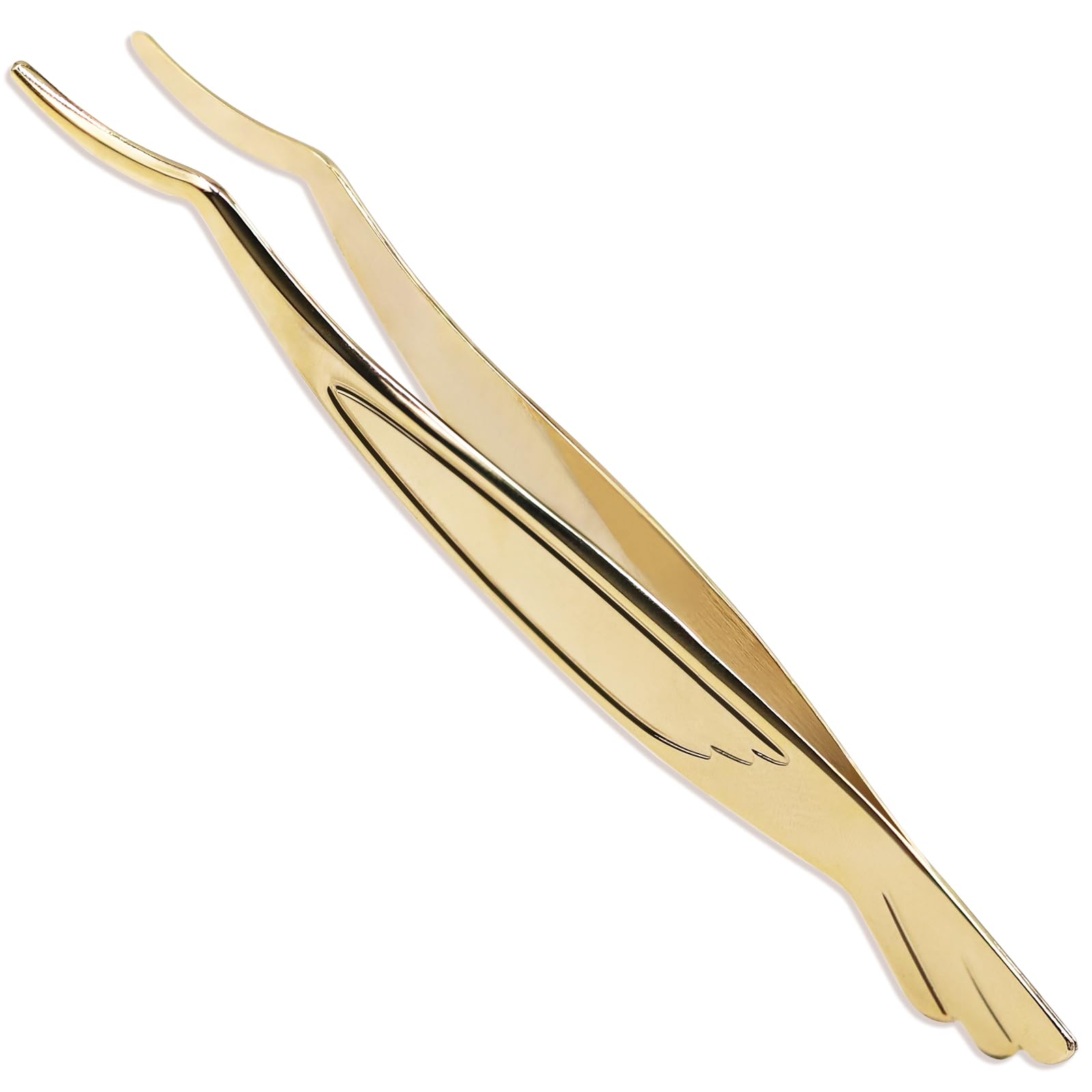Pretty memory Eyelash Applicator Tool, Curved False Eyelash Tweezers for Easy Lashes Application and Removal, Gold