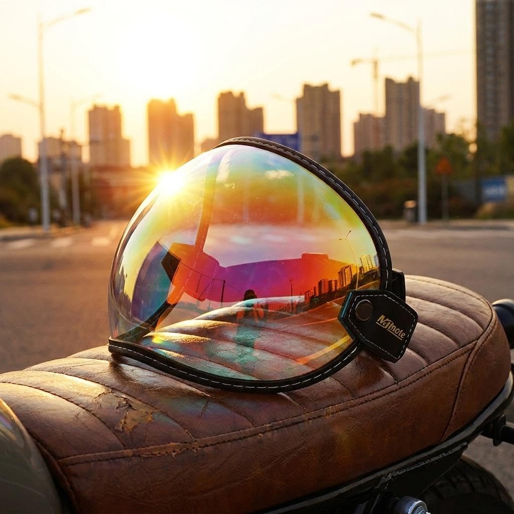 Faccia aperta universale 3/4 casco visatore a bolle a bolle motociclette di moto Capacete Lente Vintage MOTOBIKE Helmet Goggles