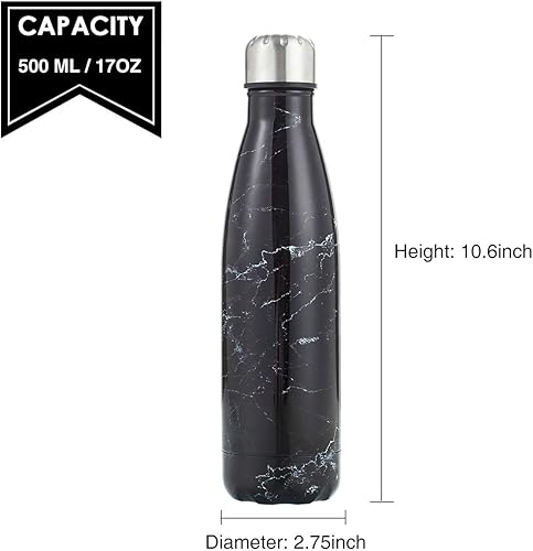 Miniatura 5 de HGDGears Botella de agua de acero inoxidable de 17 onzas, doble pared aislada al vacío, sin BPA, a prueba de fugas, termo en forma de cola con