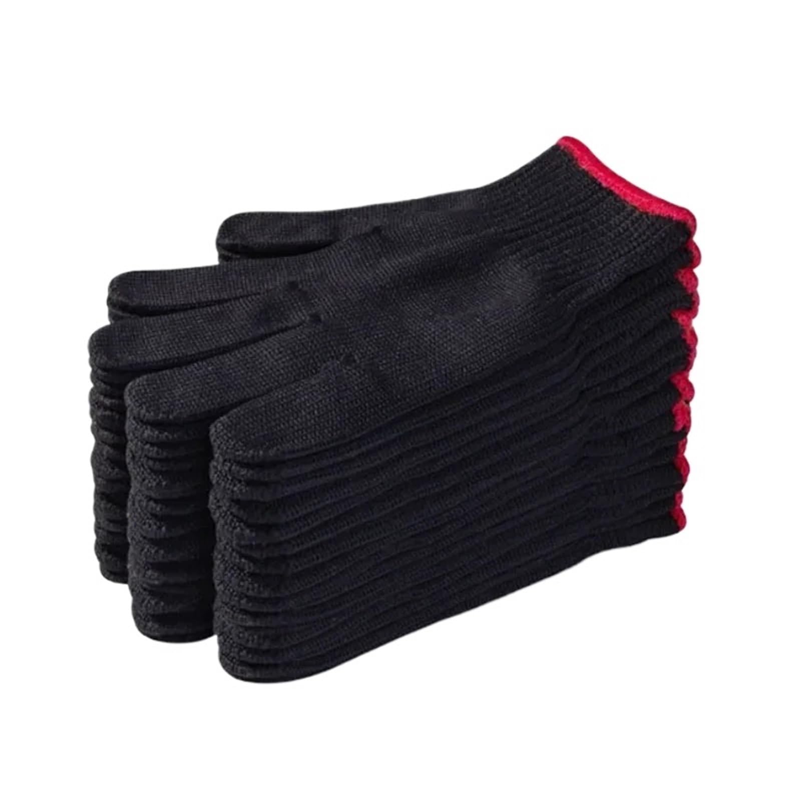 Gants De Travail En Coton Gants de travail épais résistants, en Nylon noir, protection antidérapante, sécurité, Anti-coupure, mitaines d'usure, gants boucher cuisine(Thin,30 pairs)