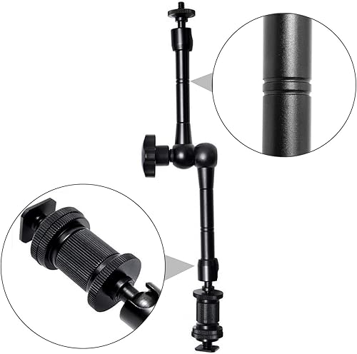 Miniatura 6 de WANBY Brazo mágico de fricción articulado de 11 pulgadas ajustable con soporte de zapata caliente Tornillo trípode de 14 pulgadas para equipo de